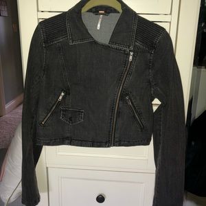 Free People Denim Biker Jacket